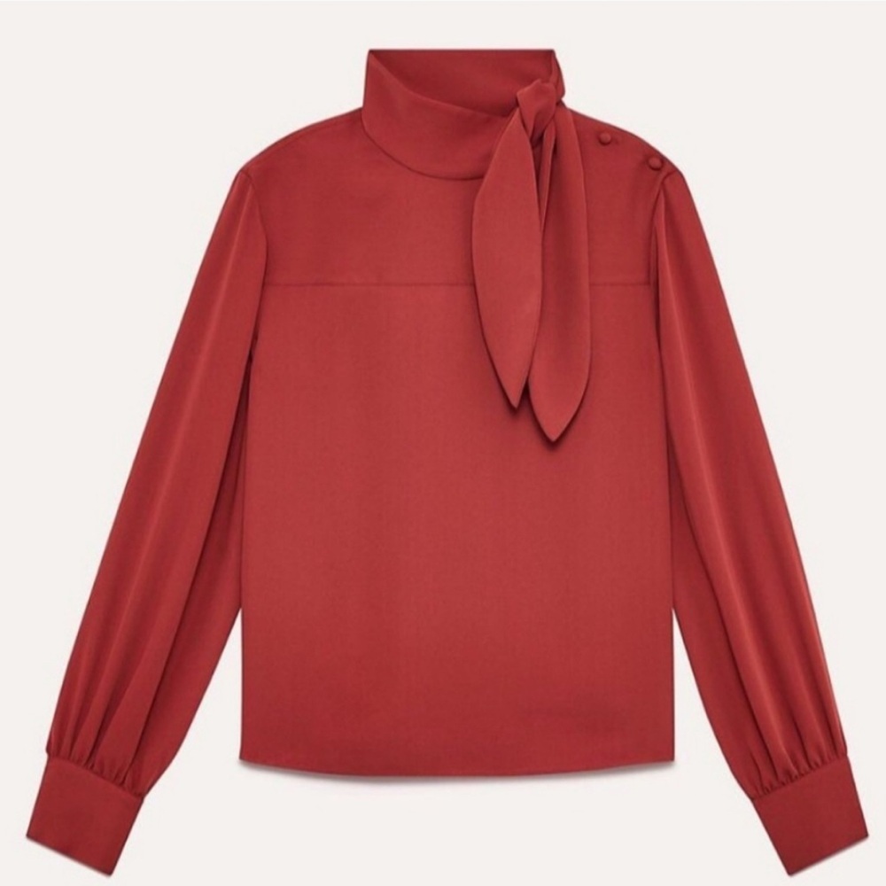 ARITZIA WILFRED small trapeze blouse high neck long sleeve Euc